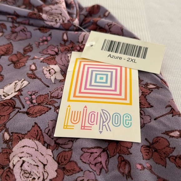 🍁HOST PICK 🍁Lularoe “Azure” skirt mauve & purple muted  flower pattern - Picture 4 of 7